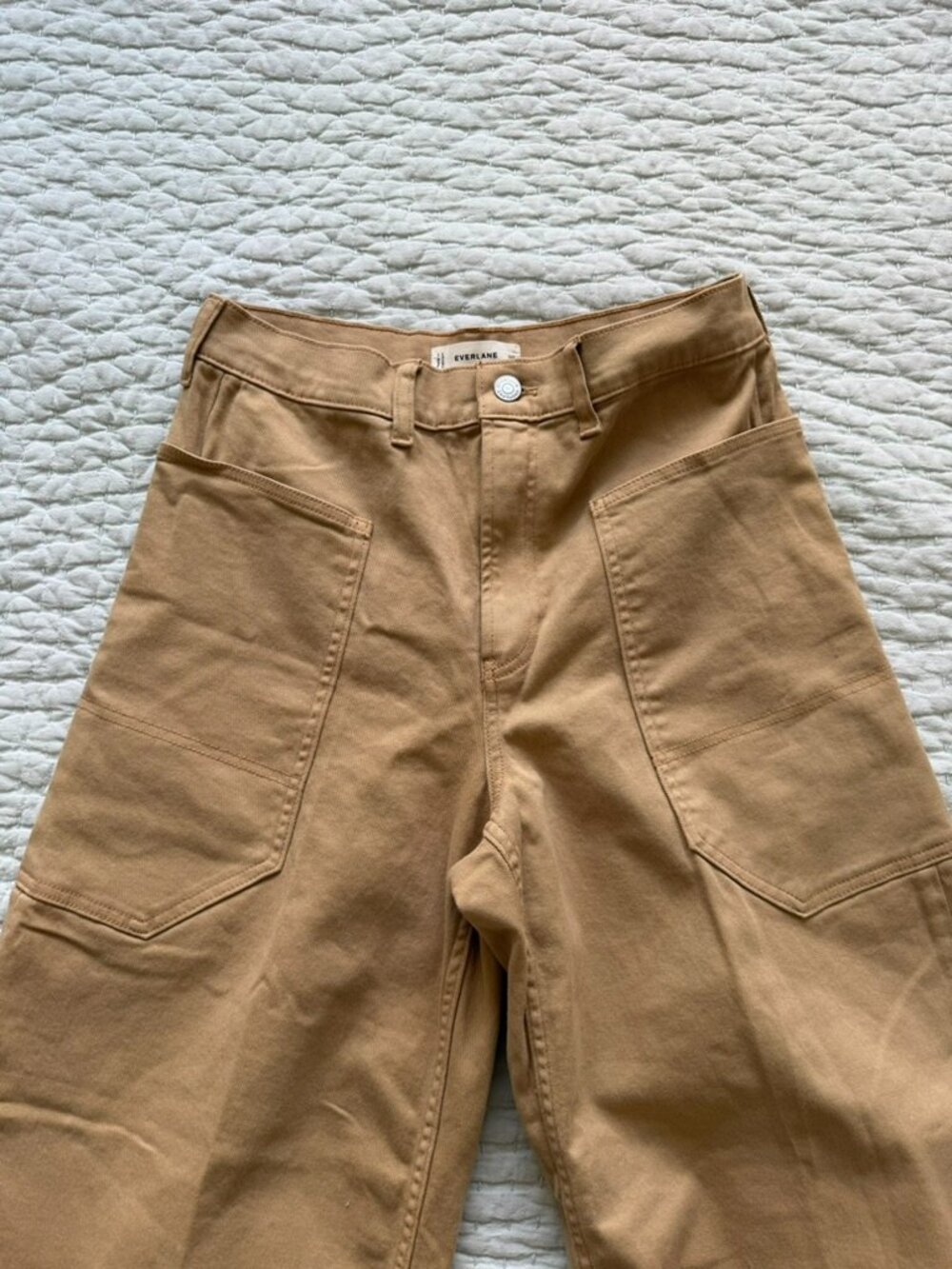 Everlane Wide-Leg Workwear Pants in Camel Tan 28R - Picture 4 of 7